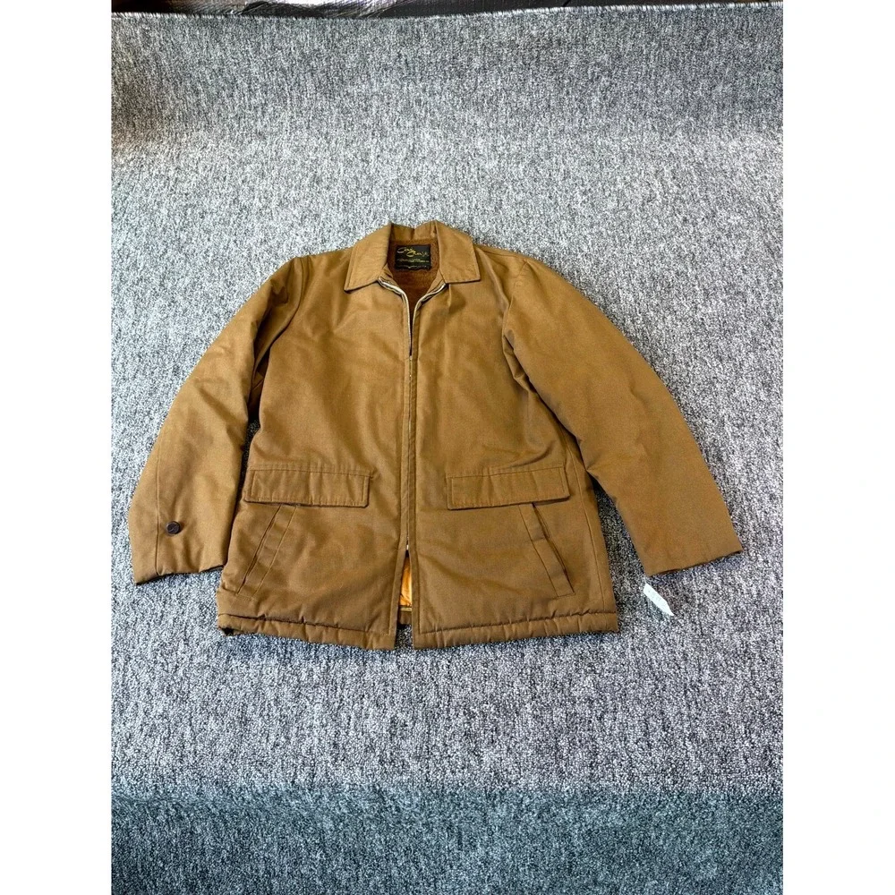 Cal Craft by California Jacket Mens Brown Quilted Fleece Lined Collared Full Zip